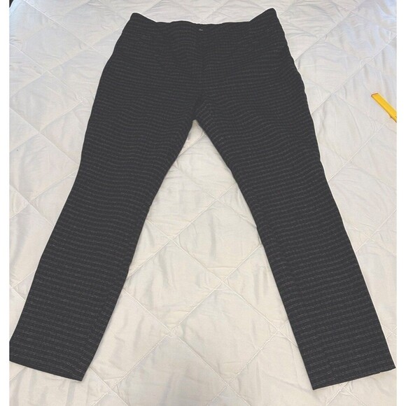 Dalia Gray Check Chino Stretch Pull On Slim Pants Size L - Picture 1 of 7
